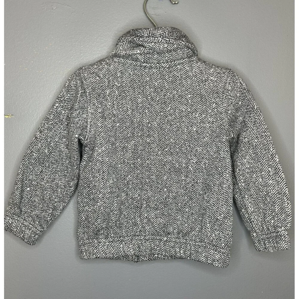 Carters Cardigan Sweater Baby 12M Gray Herringbone Button Jacket Boys Old Money‎